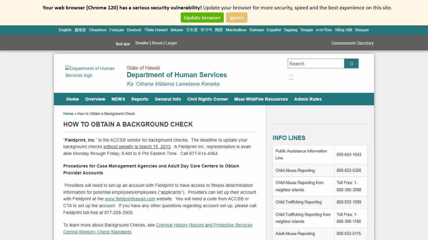 Department of Human Services How to Obtain a Background Check