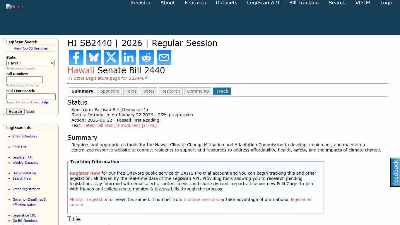 HI SB2440 2026 Regular Session LegiScan